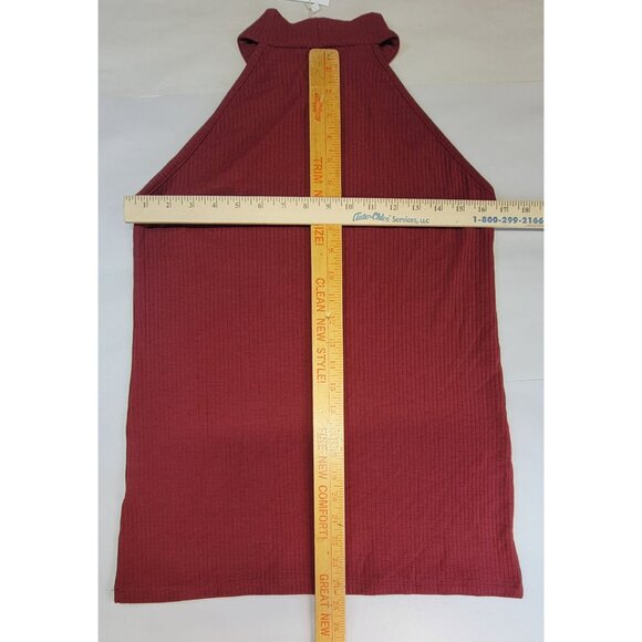 Milan Kiss Sleeveless Turtleneck Top Ribbed Burgandy Womens L New With Tags - Picture 6 of 6